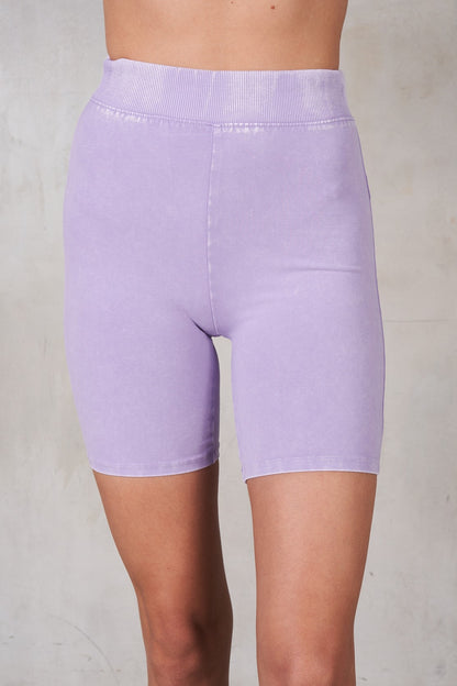 MINERAL WASHED BIKER SHORTS