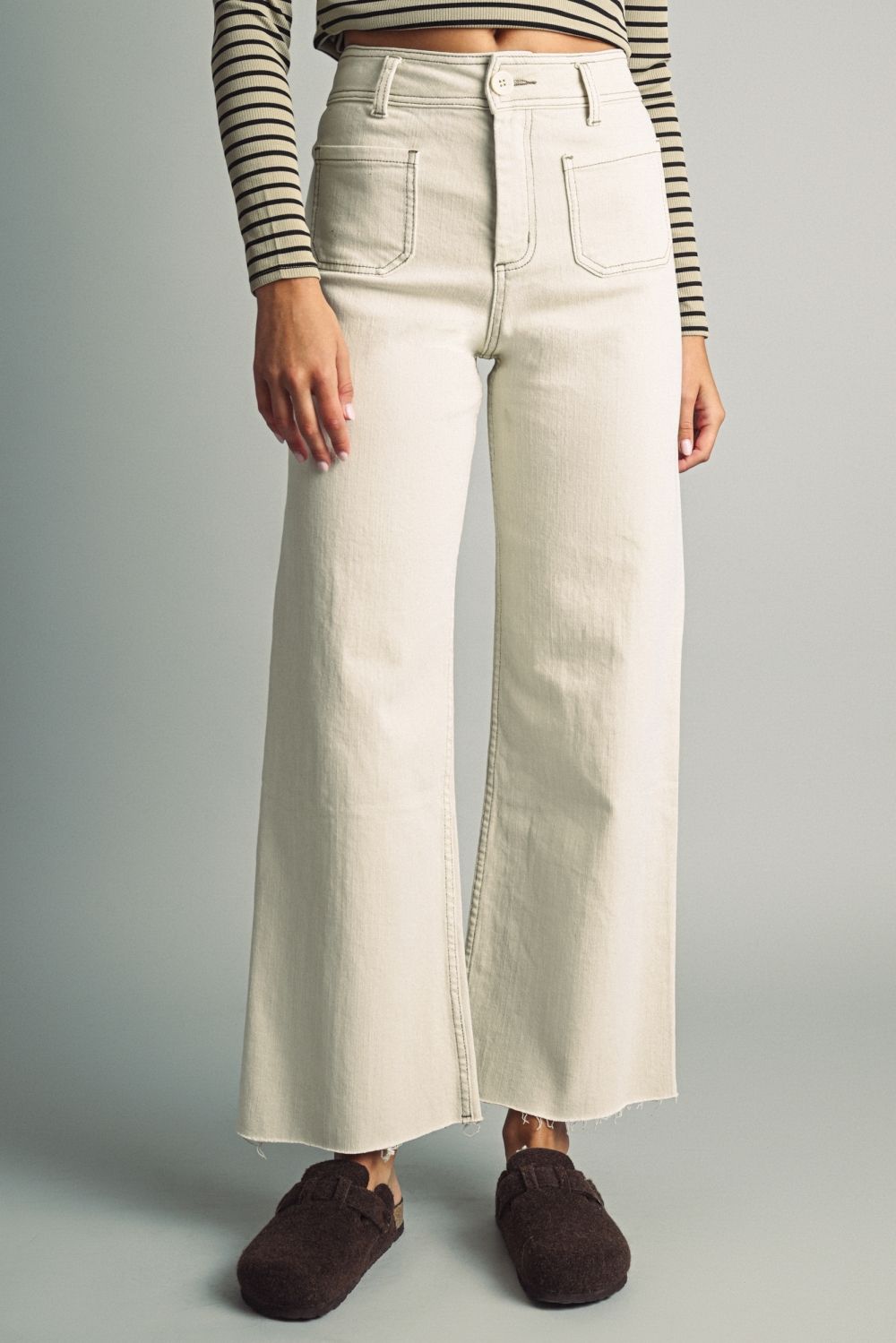 STRAIGHT WIDE LEG PANTS WITH FRONT POCKET
