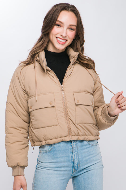 CROPPED PUFFER JACKET WITH ADJUSTABLE WAIST
