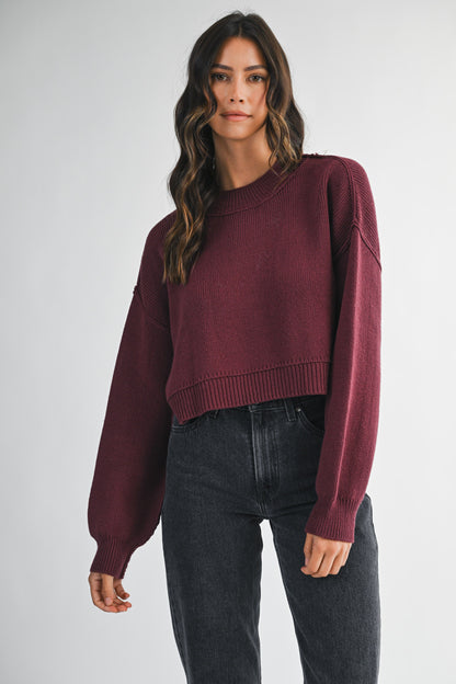 Mock Neck Pullover Crop Sweater