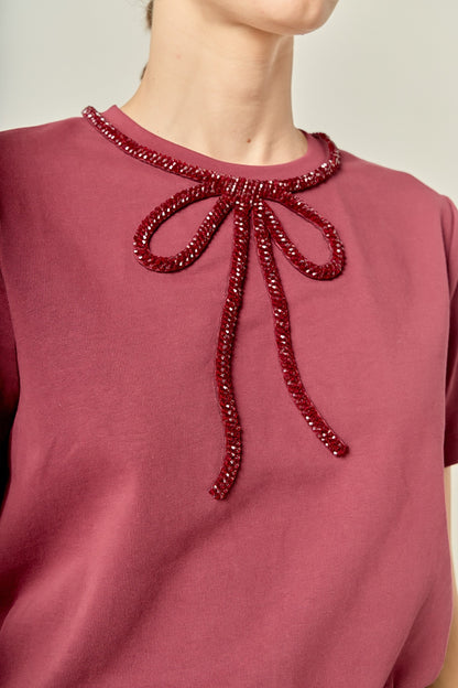 Beaded Bow T-Shirt