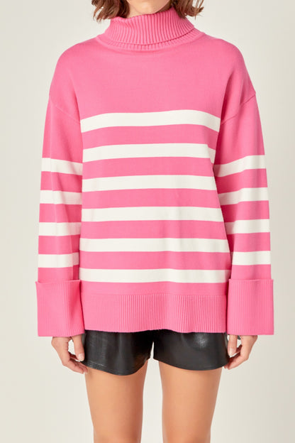 Turtle Neck Stripe Sweater