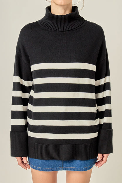 Turtle Neck Stripe Sweater