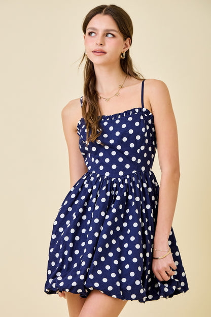 Sleeveless Polkadots Corset Top Mini Bubble Dress