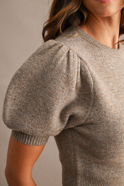 Puff Short Sleeve Knit Crop Top And Mini Skirt Set
