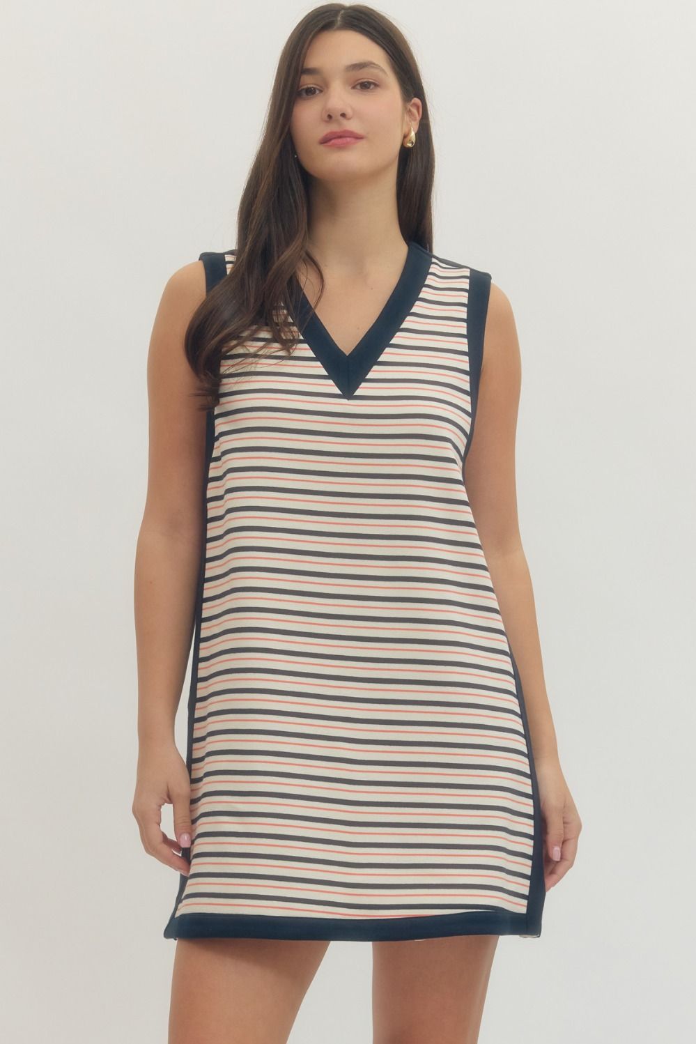Multi Stripe Contrast Band Mini Dress