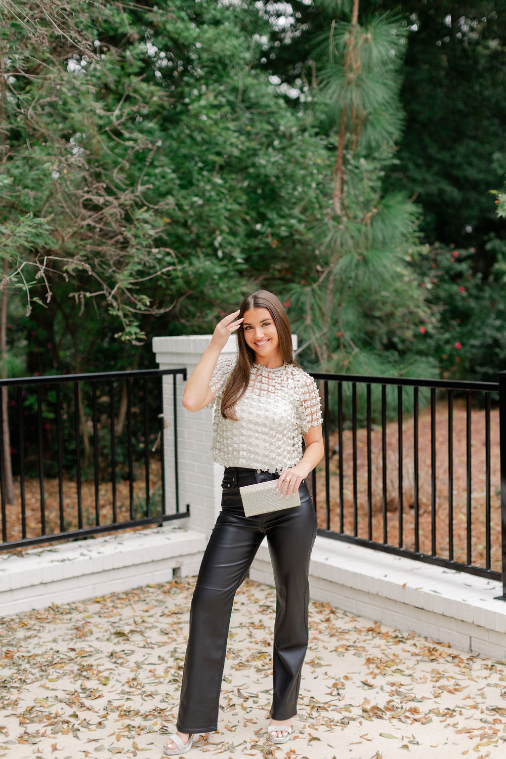 Crochet Lace Pearl Beaded Top