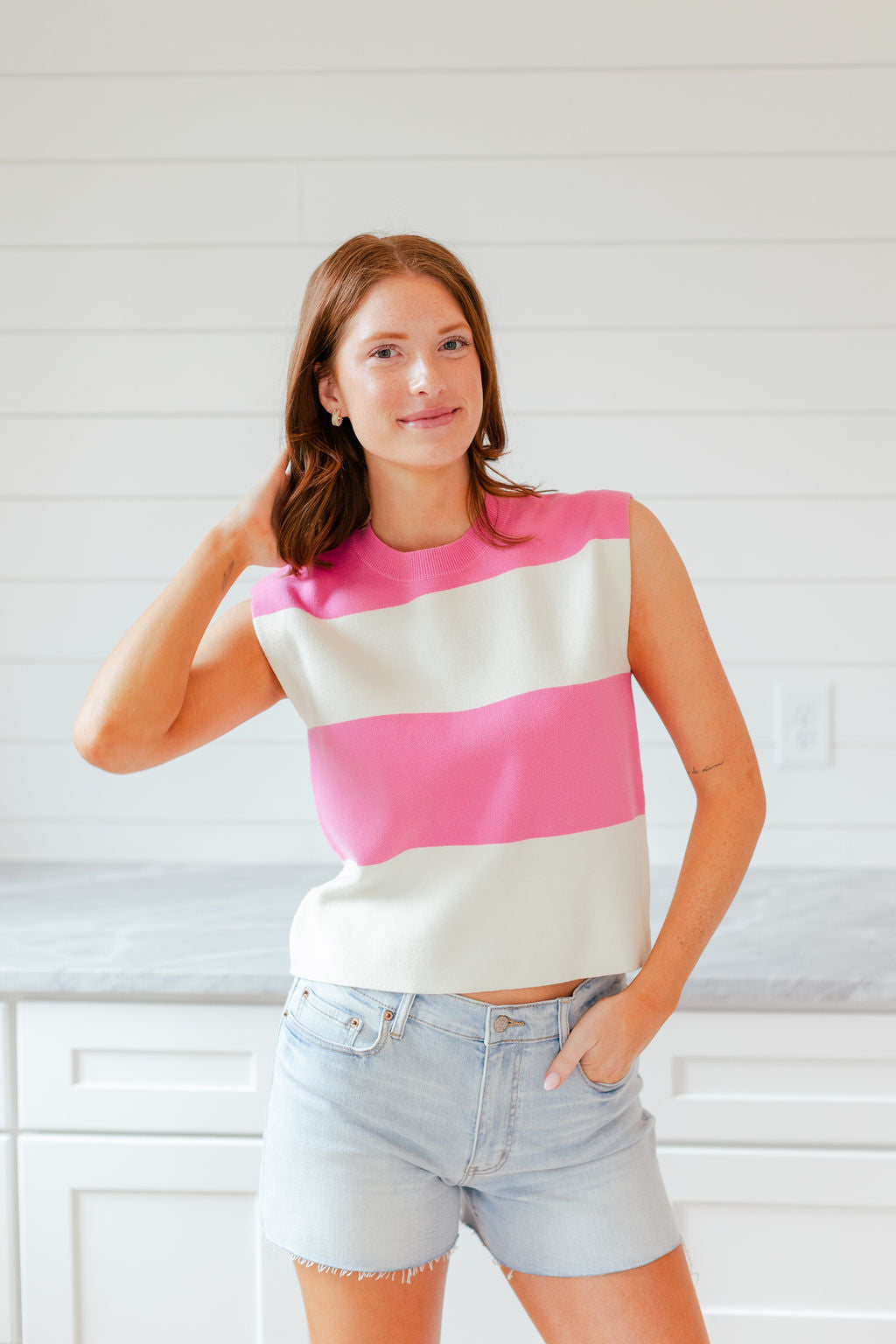 Sleeveless Striped Sweater