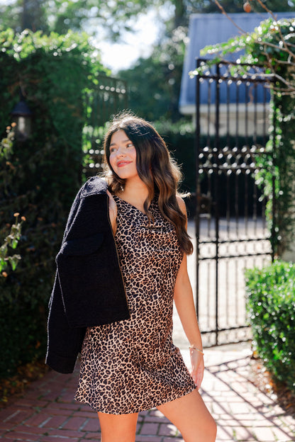 Animal Print Cowl Neck Dress