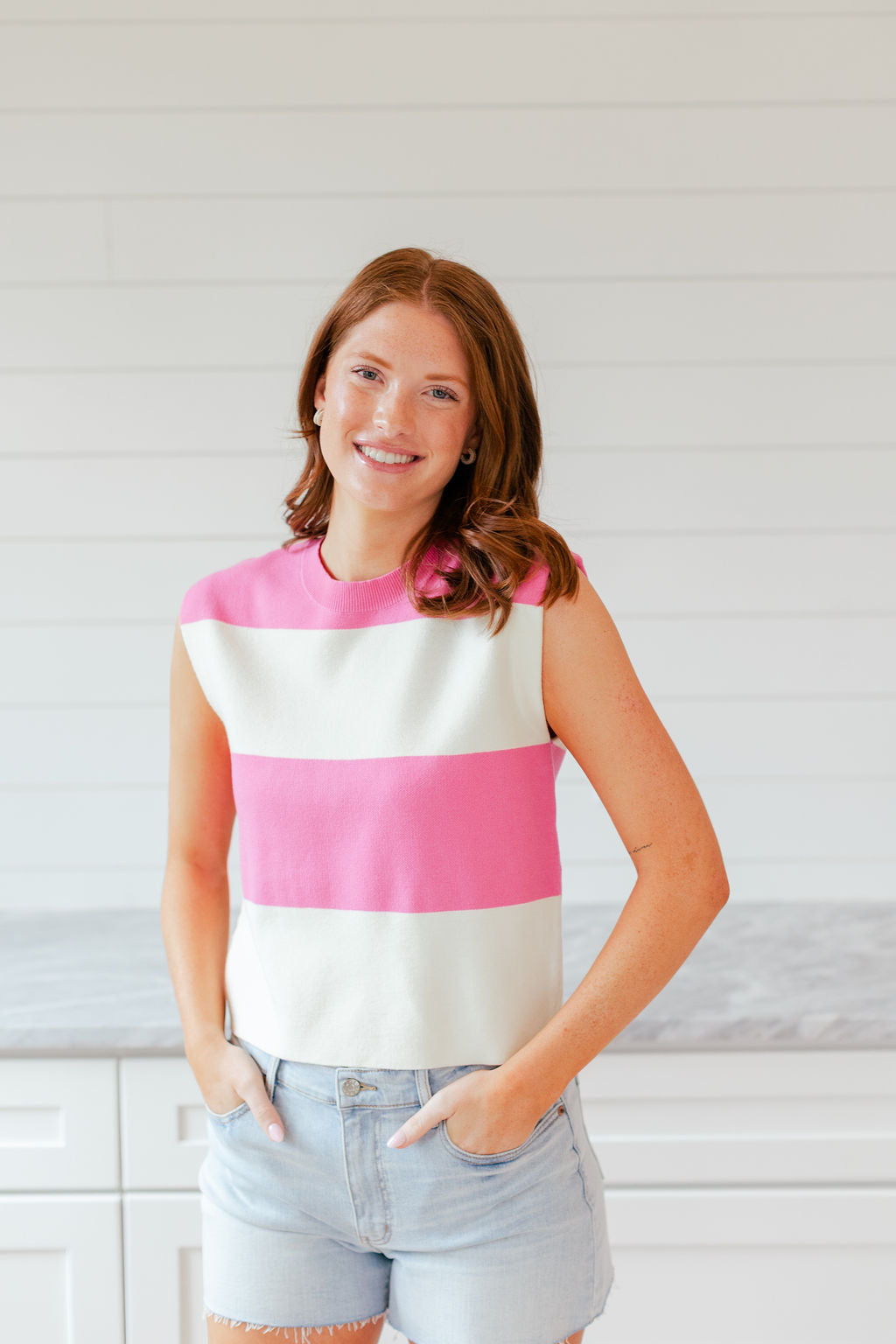 Sleeveless Striped Sweater