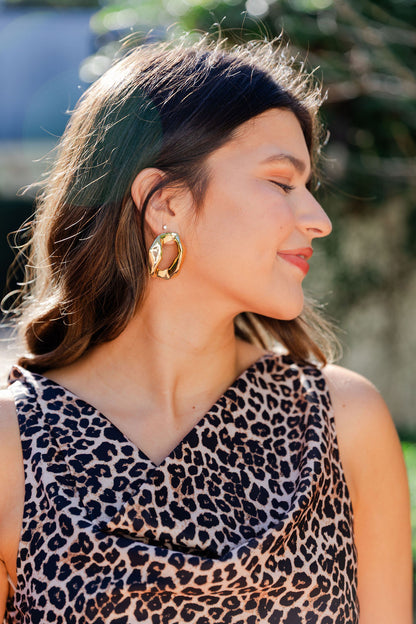 Animal Print Cowl Neck Dress