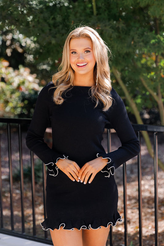 Ruffle Hem Sweater Dress