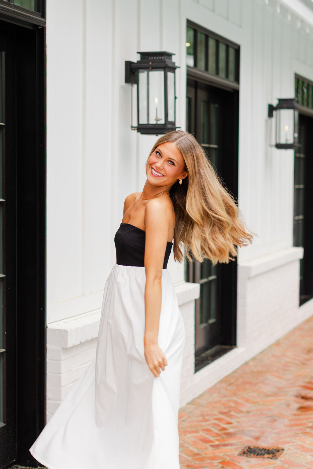 Strapless Empire Color Block Dress