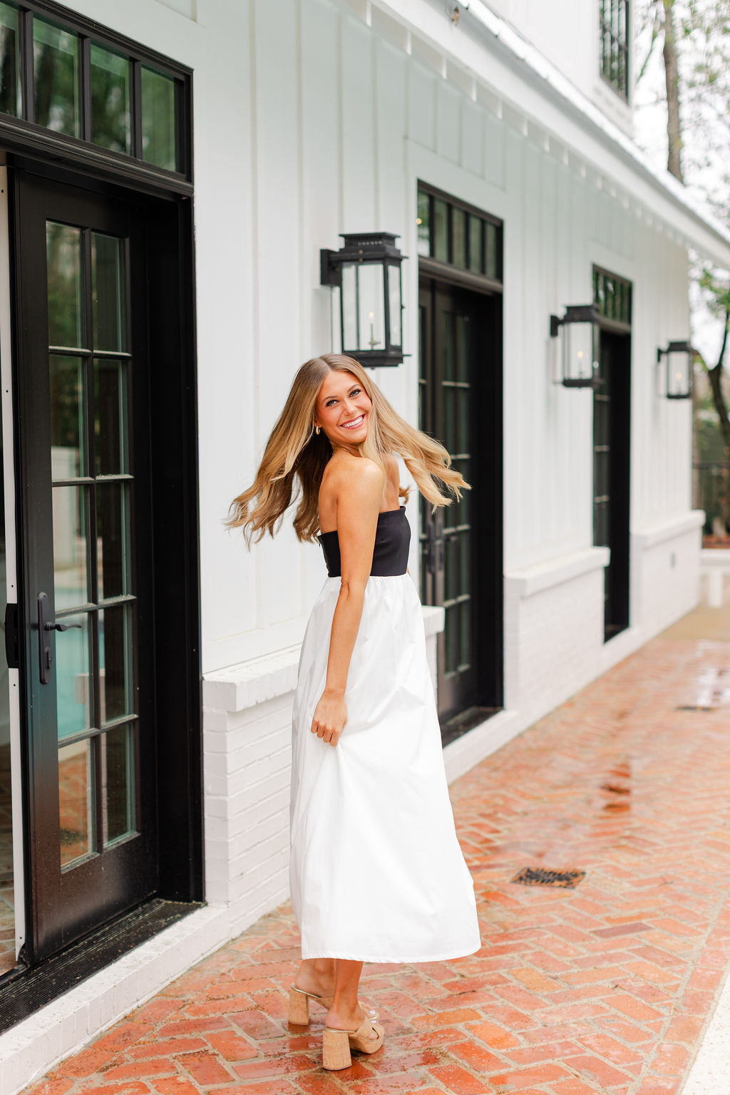 Strapless Empire Color Block Dress