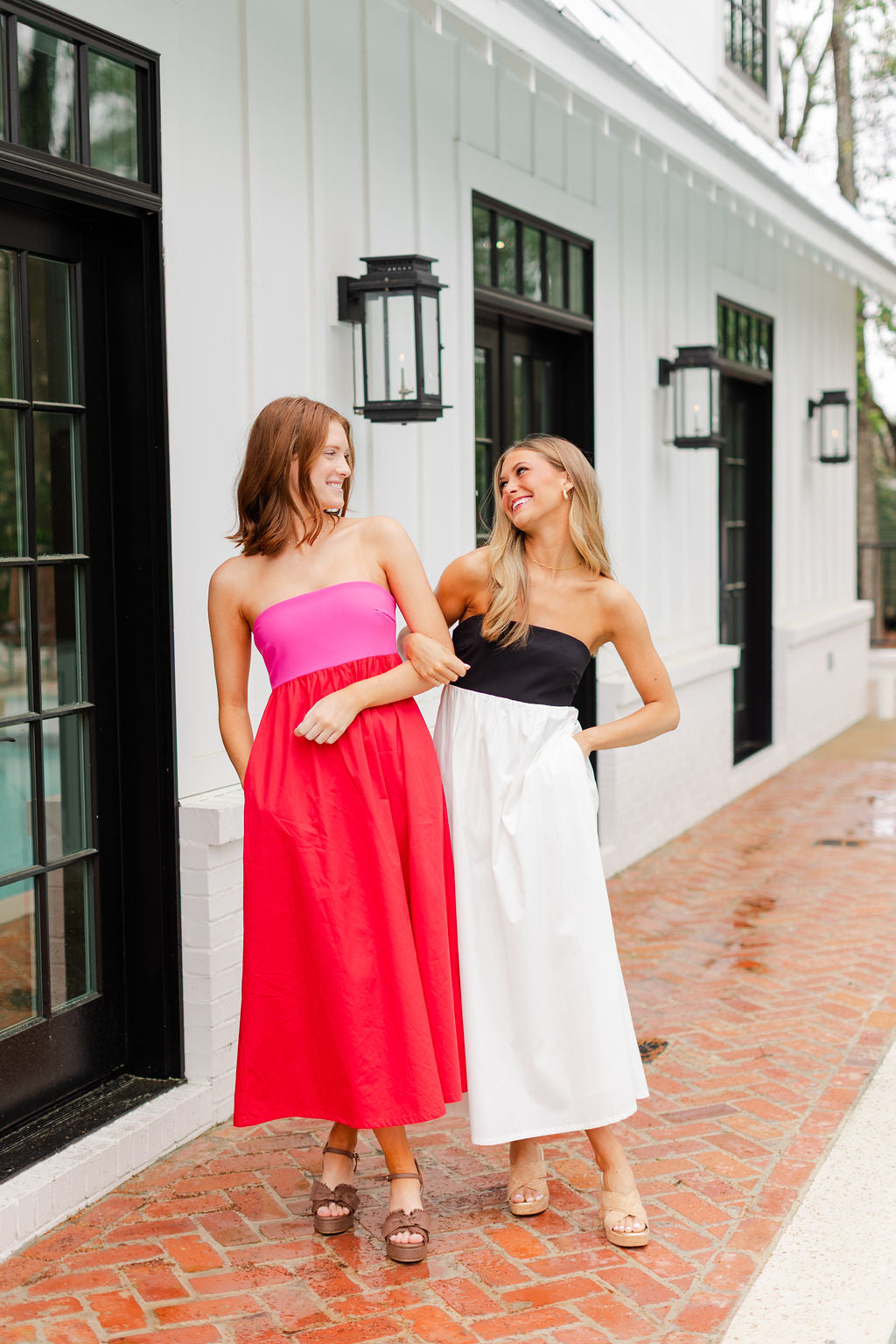 Strapless Empire Color Block Dress