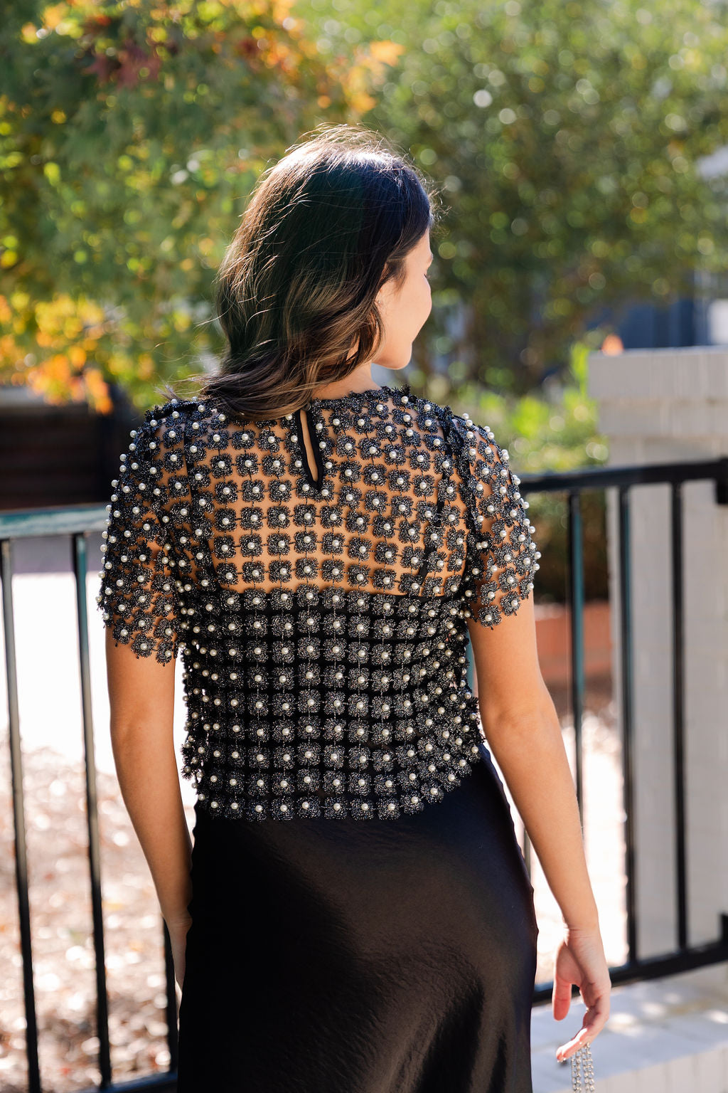 Crochet Lace Pearl Beaded Top