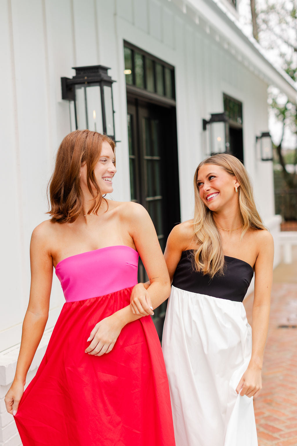 Strapless Empire Color Block Dress