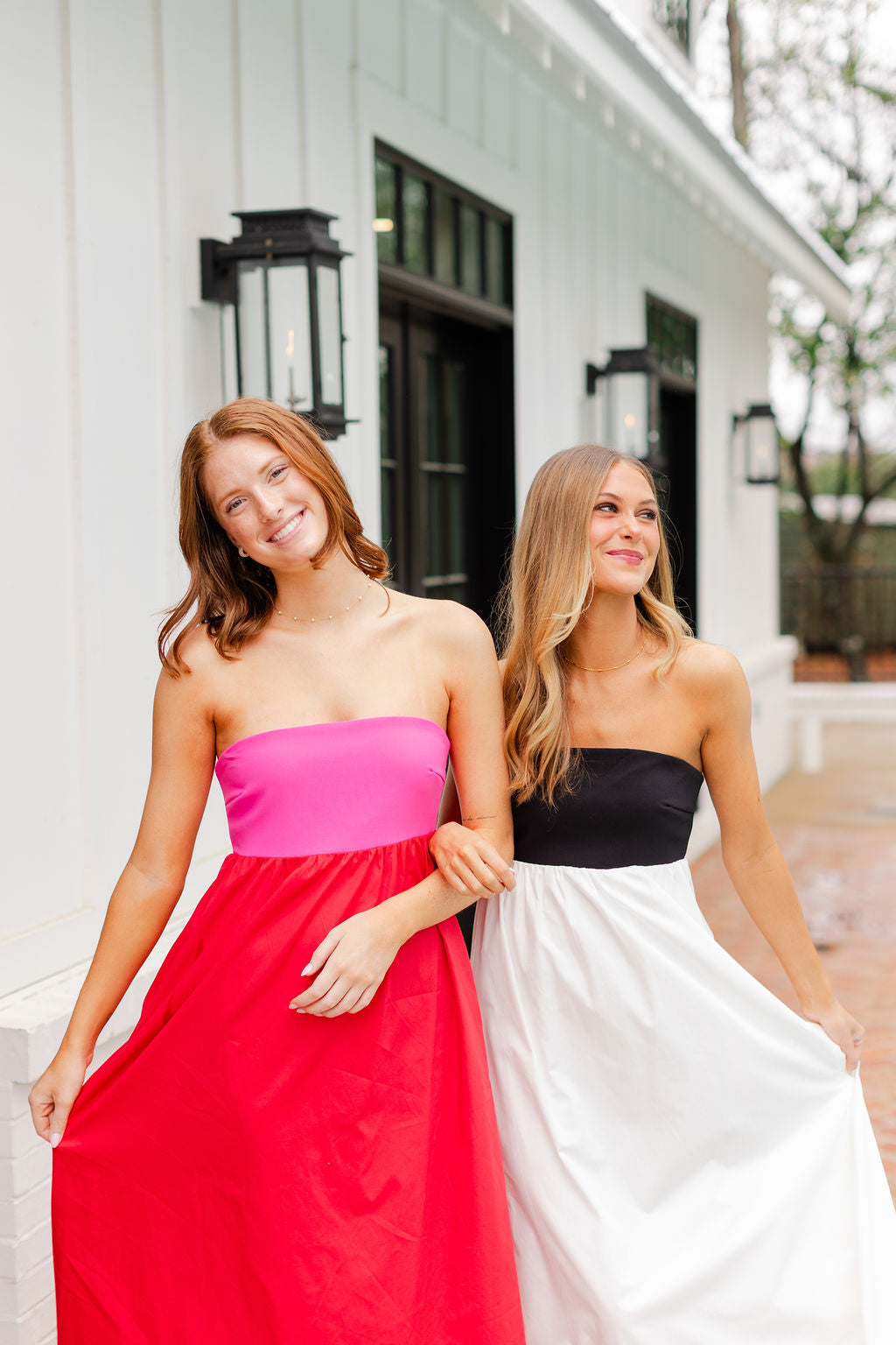 Strapless Empire Color Block Dress
