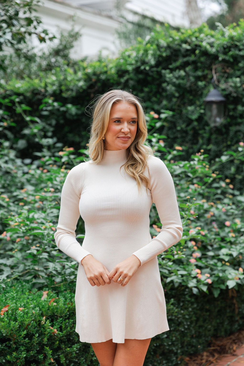 Mock Neck Flare Mini Dress