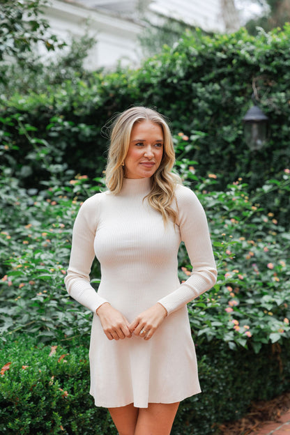 Mock Neck Flare Mini Dress