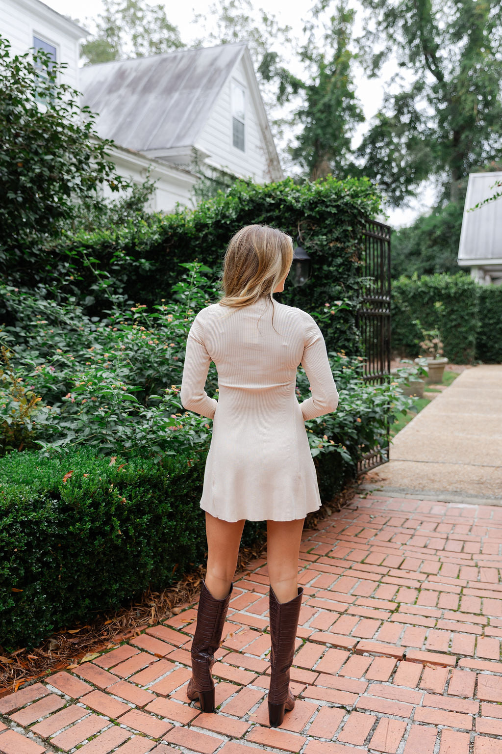 Mock Neck Flare Mini Dress