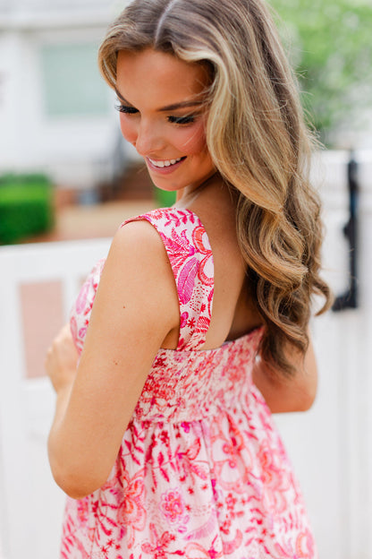 Abstract Print Square Neck Midi Dress