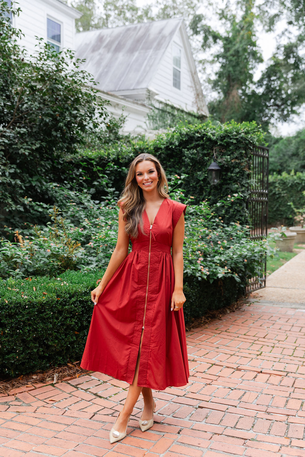 Zip Front Midi Dress