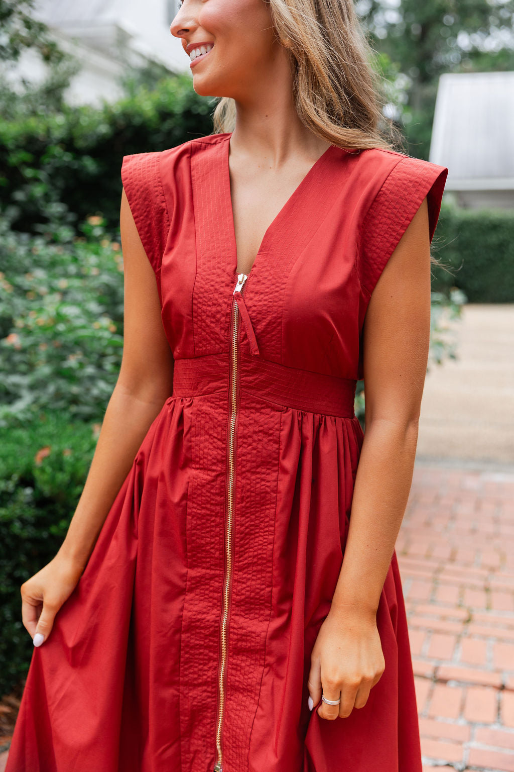 Zip Front Midi Dress