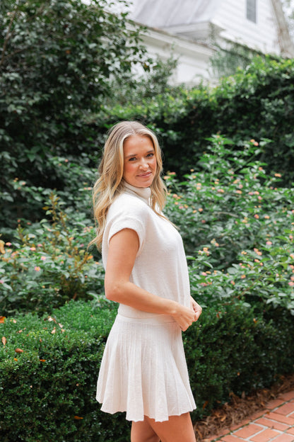 Turtleneck & Pleated Skirt Set