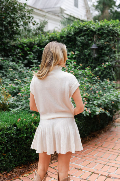 Turtleneck & Pleated Skirt Set
