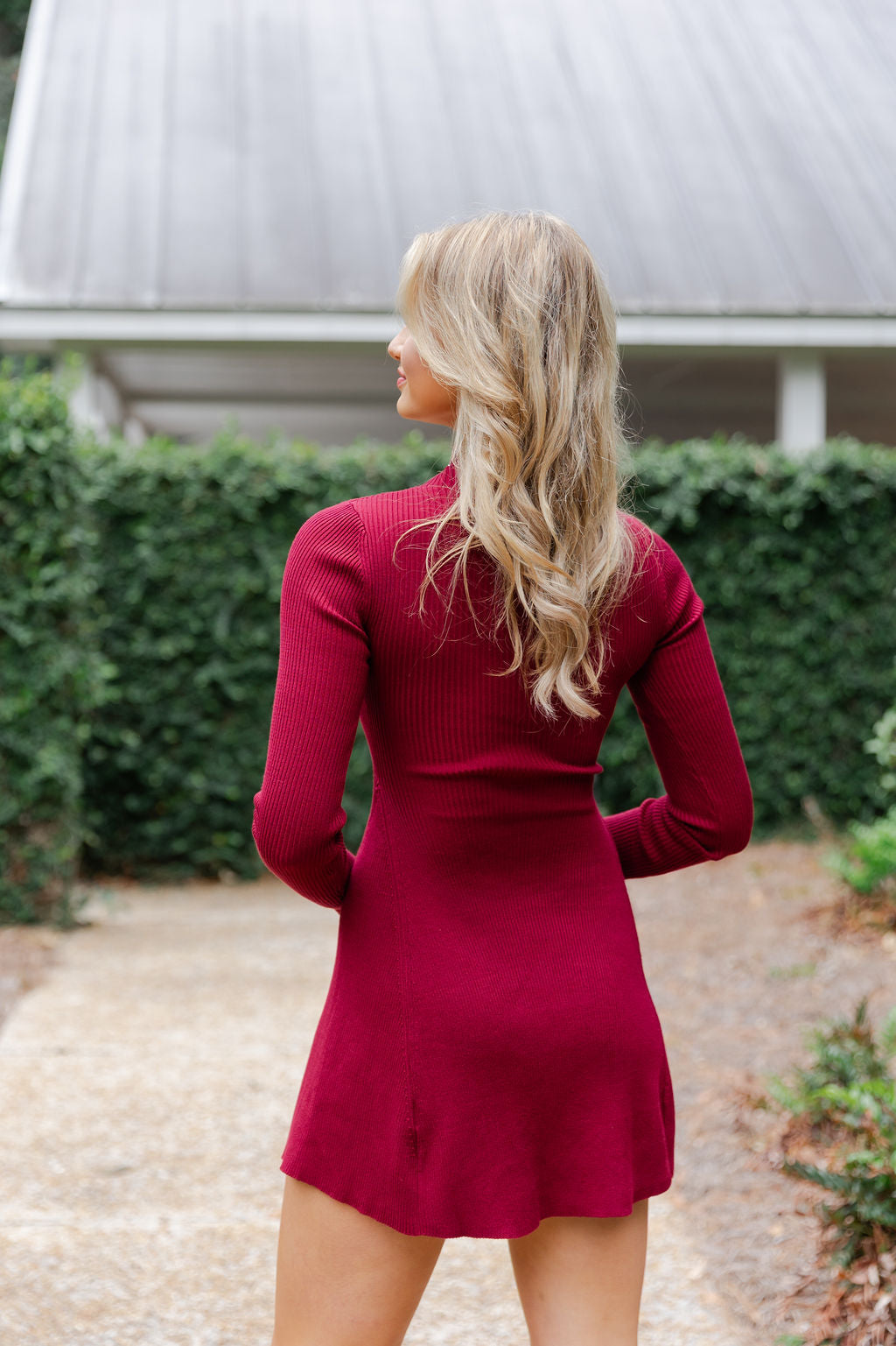 Mock Neck Flare Mini Dress