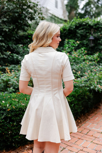 Contrast Top Stitch Detail Polo Dress