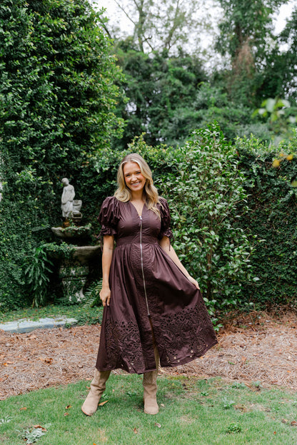 Puff Sleeve Midi Dress