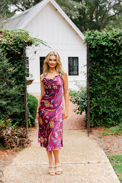 Tie Strap Floral Midi Dress