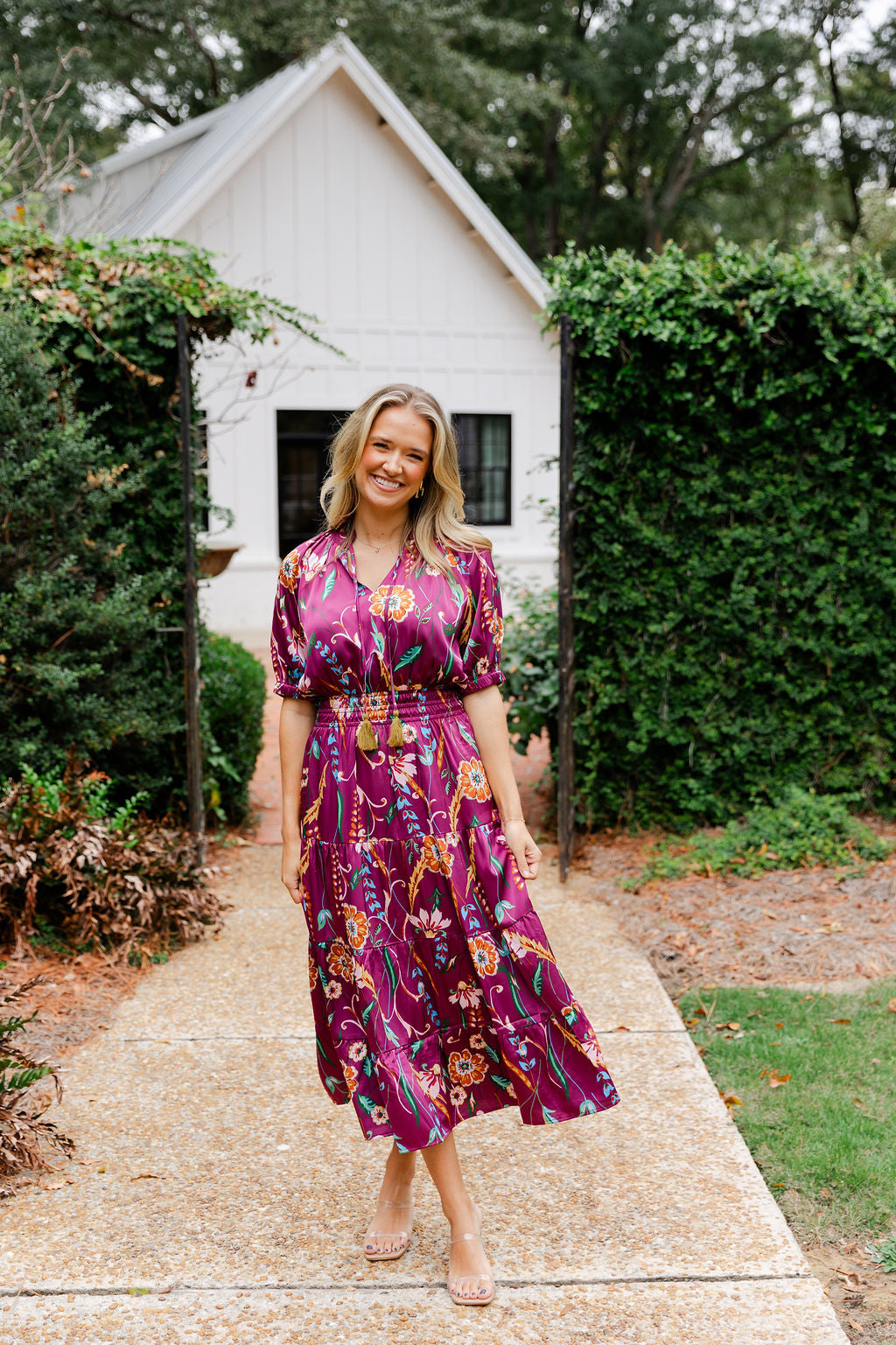 Short Sleeve Floral Tiered Maxi Dress