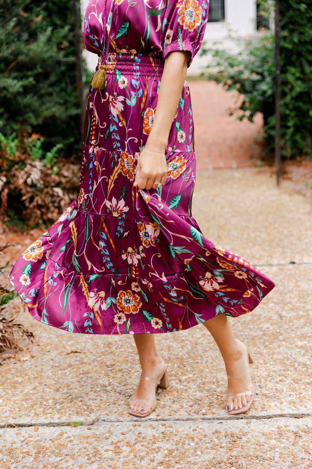 Short Sleeve Floral Tiered Maxi Dress