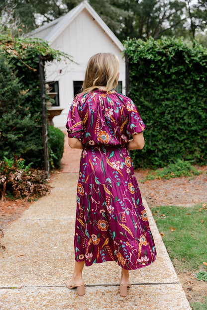 Short Sleeve Floral Tiered Maxi Dress