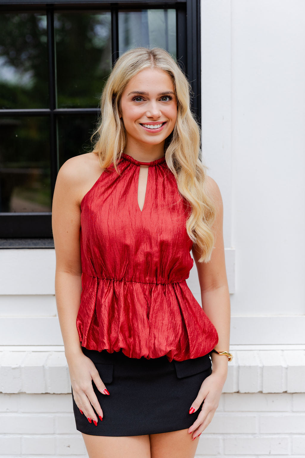 Lidia Textured Bubble Halter Top