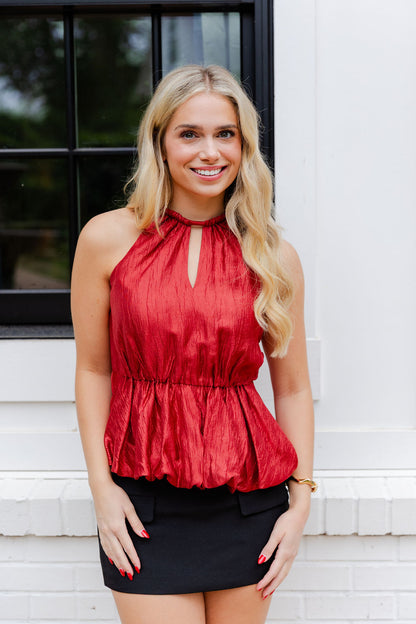 Lidia Textured Bubble Halter Top