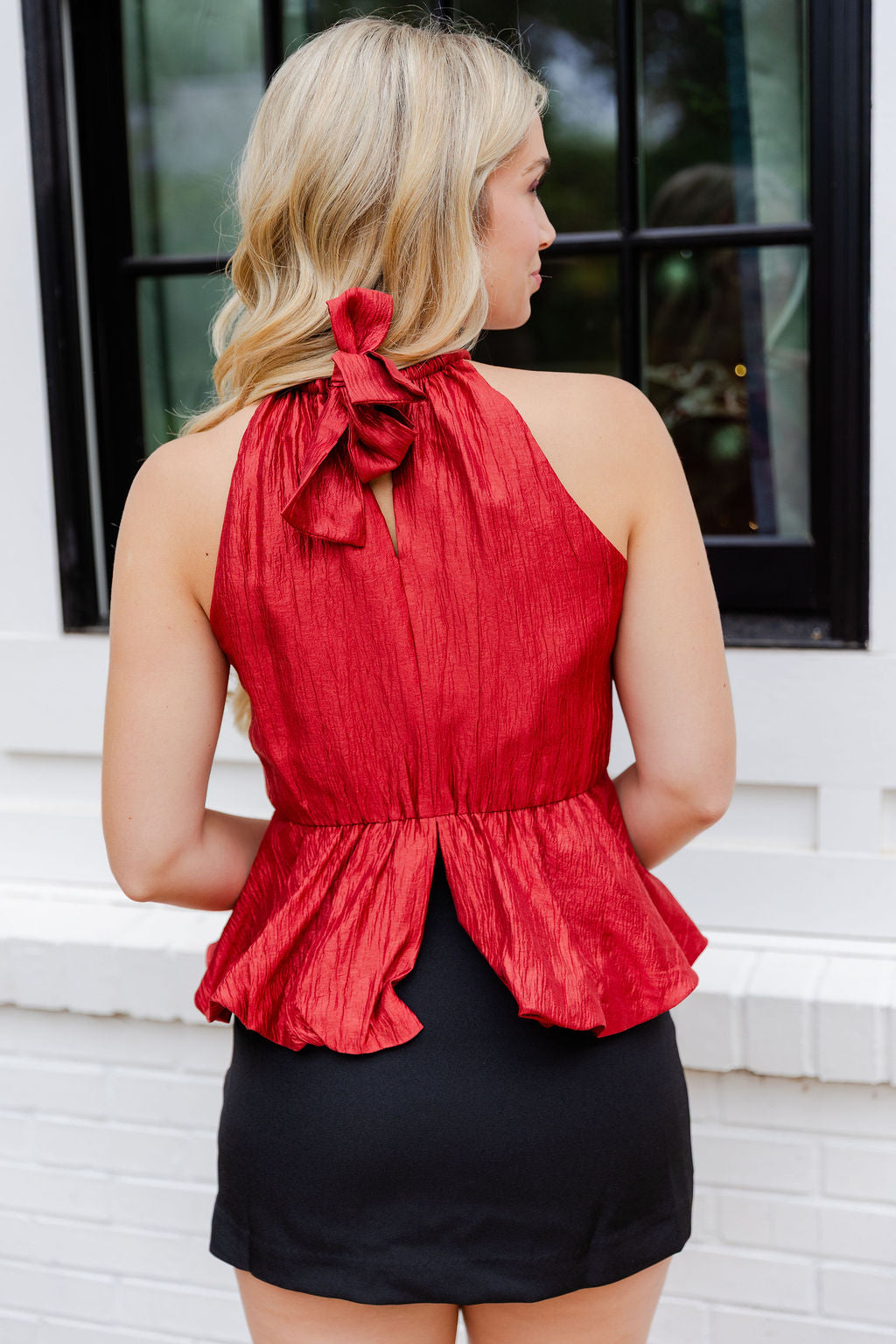 Lidia Textured Bubble Halter Top