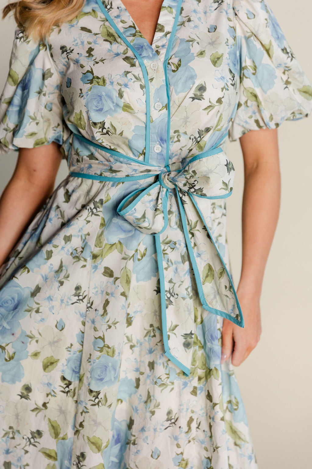 Floral Tie Front Midi Dress