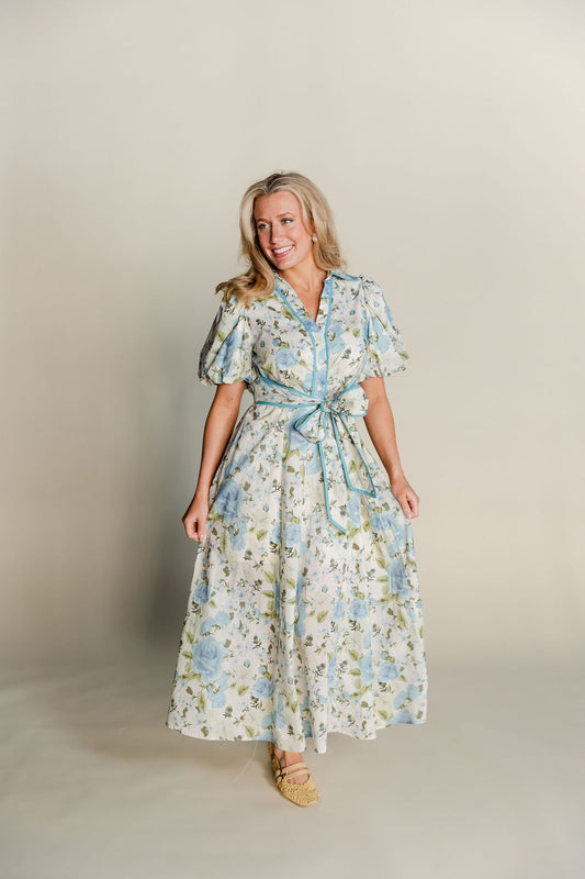 Floral Tie Front Midi Dress