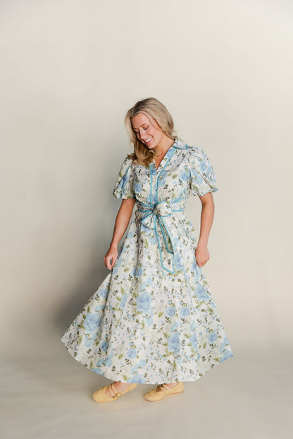 Floral Tie Front Midi Dress