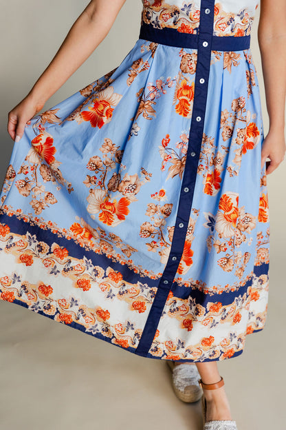 Tie Strap Floral Midi Dress
