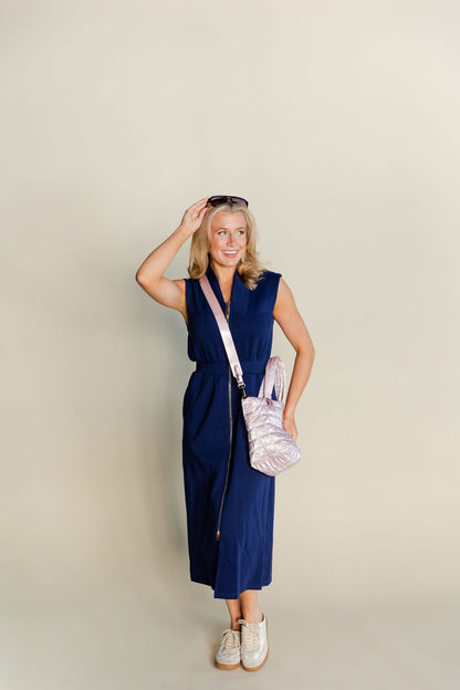 Sleeveless Zippered Midi Dress