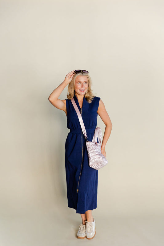 Sleeveless Zippered Midi Dress