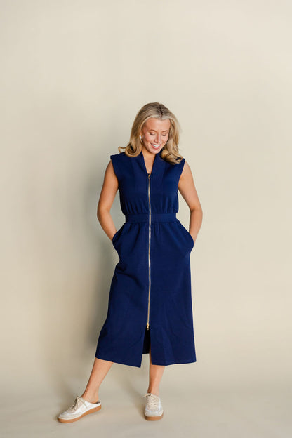 Sleeveless Zippered Midi Dress