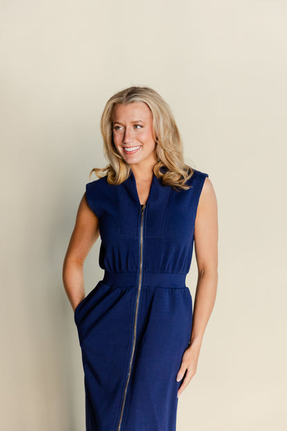 Sleeveless Zippered Midi Dress