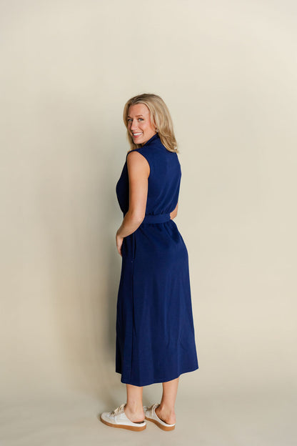 Sleeveless Zippered Midi Dress