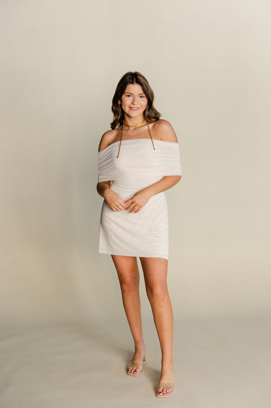 Fold Over Mesh Mini Dress